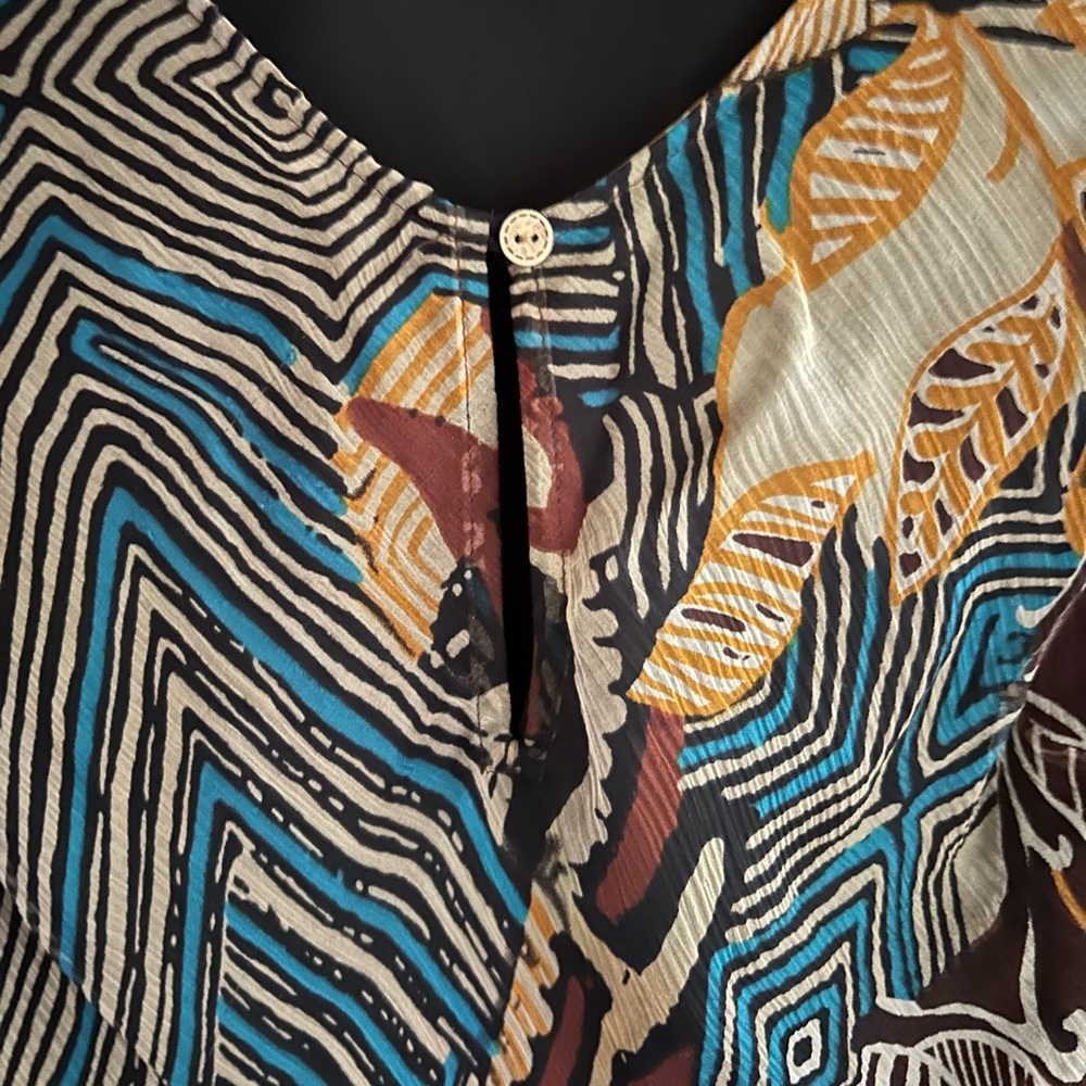 Y2K DSTUDIO 100% Silk Fairy Grunge Slip Dress Abstract Geo Indie Boho | Size 10 - Picture 6 of 14